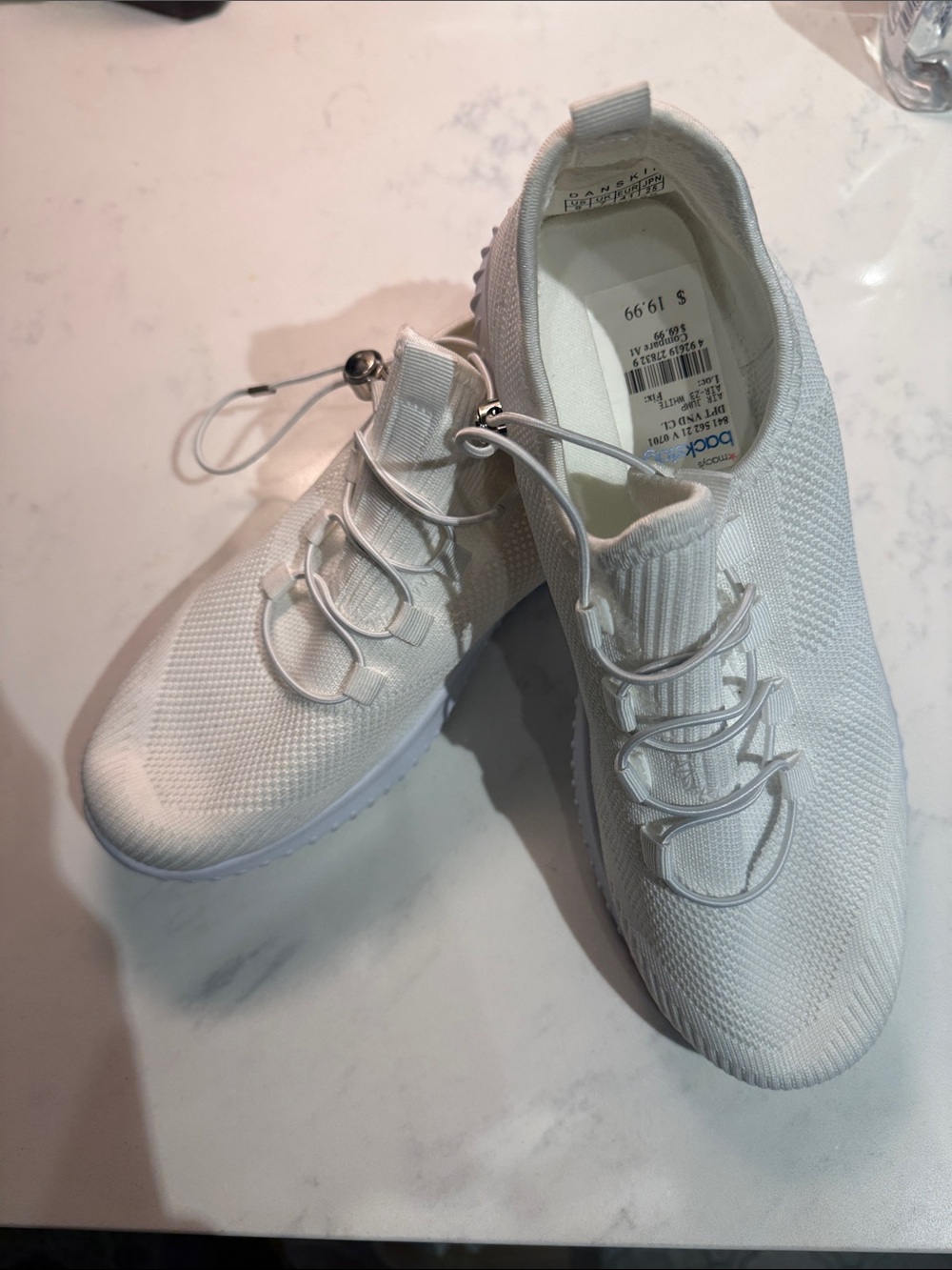Danskin Women's All-White Knit Slip-On Sneakers